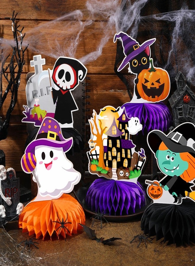 JULMELON 8PCS Halloween Party Decorations Honeycomb Centerpiece, Cute Pumpkin Ghost Witch Halloween Centerpiece Table Decorations Table Toppers for Halloween Party Favors Supplies - Image 5